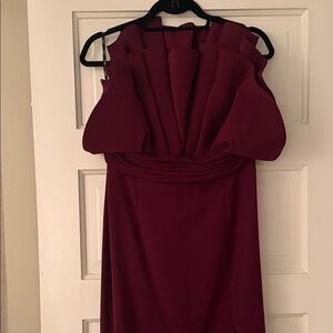Chic Strapless Burgundy Dress
